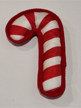 🌴 Striped Red & White Candy Cane Holiday Dog Toy